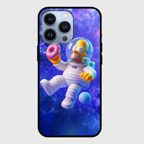 Чехол для iPhone 13 Pro Homer Simpson is a brave astronaut, цвет черный