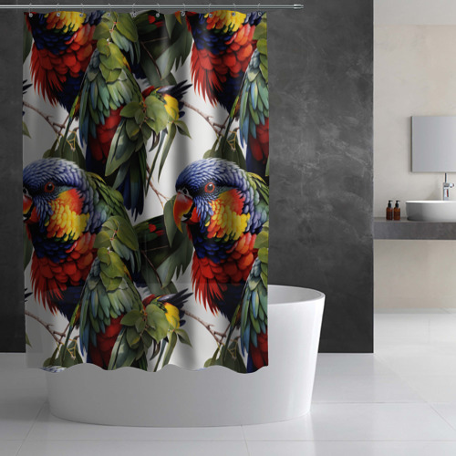 Штора 3D для ванной Яркие попугаи - фото 2