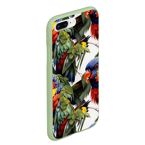 Чехол для iPhone 7Plus/8 Plus матовый с принтом Яркие попугаи, вид сбоку #3