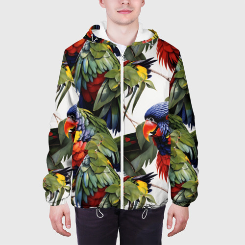 Мужская куртка 3D Яркие попугаи, цвет 3D печать - фото 4