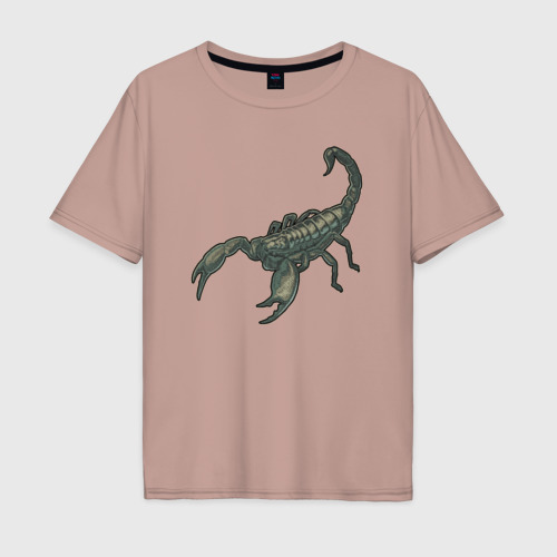 Мужская футболка хлопок Oversize Скорпион зодиакальный знак, цвет пыльно-розовый