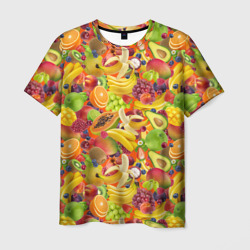 Мужская футболка 3D Экзотические фрукты и ягоды