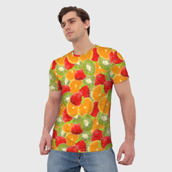 Мужская футболка 3D Сочные фрукты и ягоды - фото 2