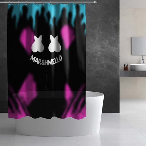 Штора 3D для ванной Маршмеллоу неон камсток - фото 3