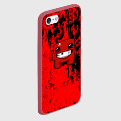Чехол для iPhone 5/5S матовый Super Meat Boy краски - фото 2