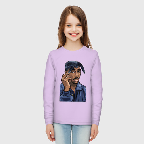 Детский лонгслив хлопок 2Pac Shakur , цвет лаванда - фото 5