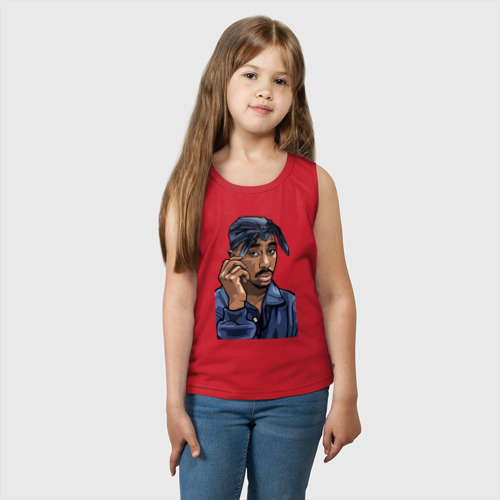 Детская майка хлопок 2Pac Shakur , цвет красный - фото 3