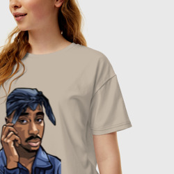 Женская футболка хлопок Oversize 2Pac Shakur  - фото 2