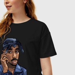 Женская футболка хлопок Oversize 2Pac Shakur  - фото 2