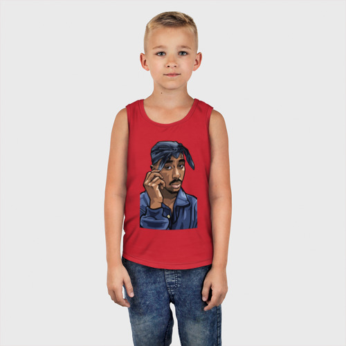 Детская майка хлопок 2Pac Shakur , цвет красный - фото 5