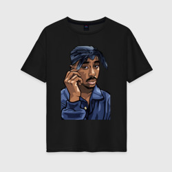 Женская футболка хлопок Oversize 2Pac Shakur 