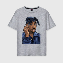 Женская футболка хлопок Oversize 2Pac Shakur 