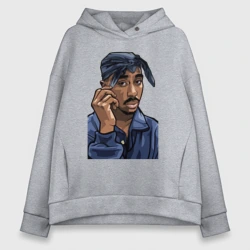 Женское худи Oversize хлопок 2Pac Shakur 