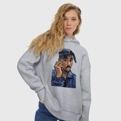 Женское худи Oversize хлопок 2Pac Shakur  - фото 2