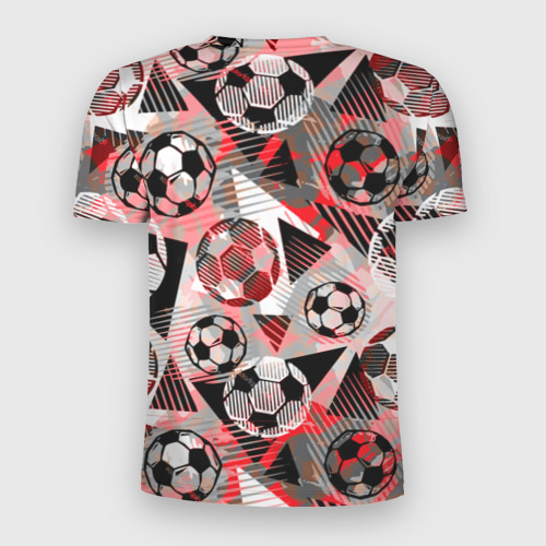 Мужская футболка 3D Slim с принтом Футбольный мяч узоры, вид сзади #1