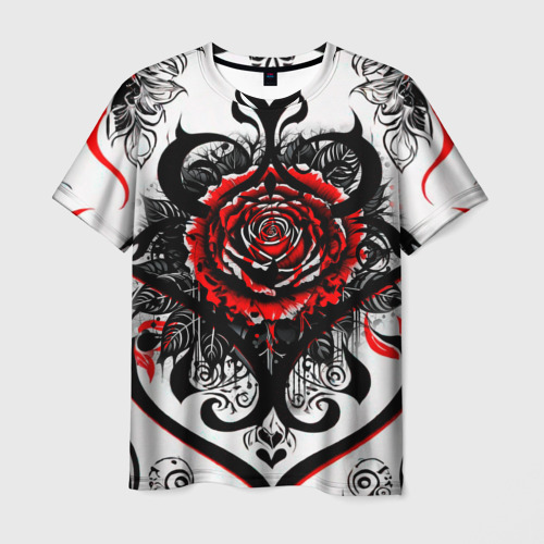 Мужская футболка 3D Узоры и цветок роза - тату, цвет 3D печать