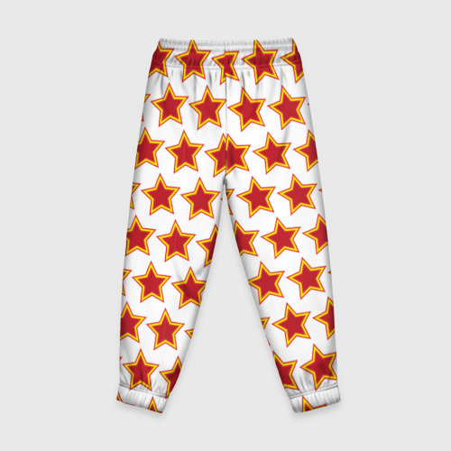 Детские брюки 3D с принтом Красные звезды с контуром, вид сзади #1