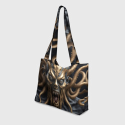 Пляжная сумка 3D Черно золотой монстр - морской дьявол Ктулху - фото 2