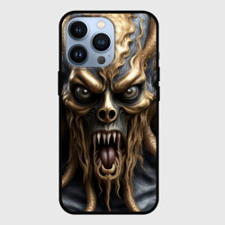 Чехол для iPhone 13 Pro Черно золотой монстр - морской дьявол Ктулху