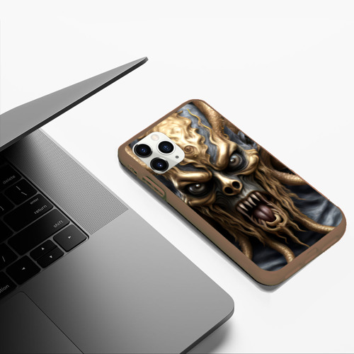 Чехол для iPhone 11 Pro Max матовый с принтом Черно золотой монстр - морской дьявол Ктулху, фото #5