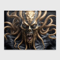 Обложка для студенческого билета Черно золотой монстр - морской дьявол Ктулху