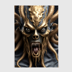 Постер Черно золотой монстр - морской дьявол Ктулху