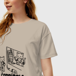 Женская футболка хлопок Oversize Котики каннибалы - фото 2
