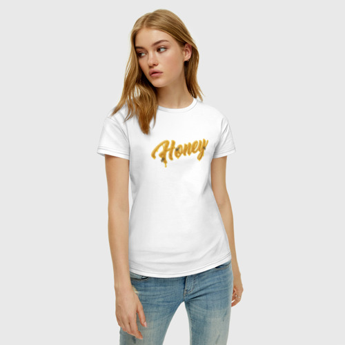 Женская футболка хлопок с принтом Sweet honey, фото на моделе #1