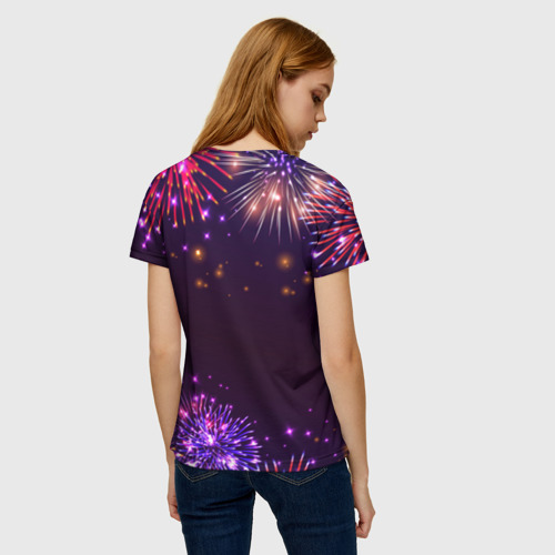 Женская футболка 3D Праздничная Елена: фейерверк, цвет 3D печать - фото 4