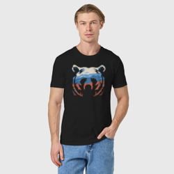 Мужская футболка хлопок Русский медведь в триколор - фото 2
