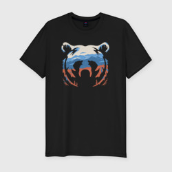Мужская футболка хлопок Slim Русский медведь в триколор