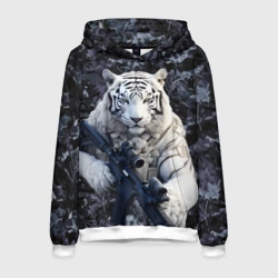 Мужская толстовка 3D Белый тигр солдат