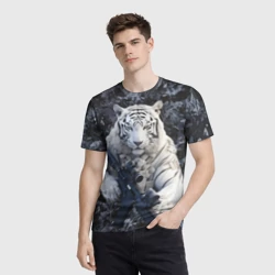 Мужская футболка 3D Белый тигр солдат - фото 2