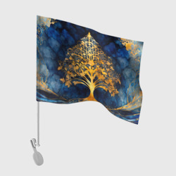 Флаг для автомобиля Волшебное золотое дерево на синем фоне