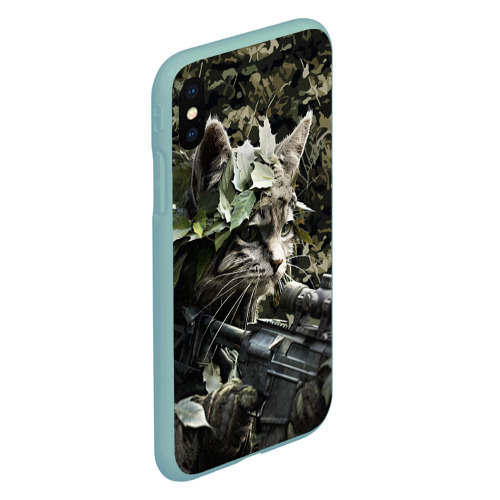 Чехол для iPhone XS Max матовый с принтом Кот снайпер в камуфляже, вид сбоку #3