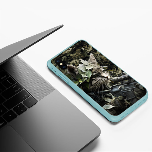 Чехол для iPhone XS Max матовый с принтом Кот снайпер в камуфляже, фото #5