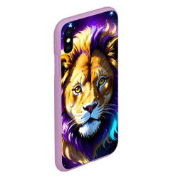 Чехол для iPhone XS Max матовый Голова мультяшного льва в космосе - фото 2