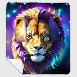 Плед с рукавами Голова мультяшного льва в космосе