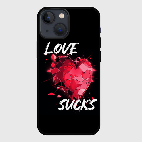 Чехол для iPhone 13 mini с принтом Love sucks, вид спереди #2