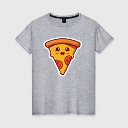 Милый кусочек пиццы – Женская футболка хлопок с принтом купить со скидкой в -20%
