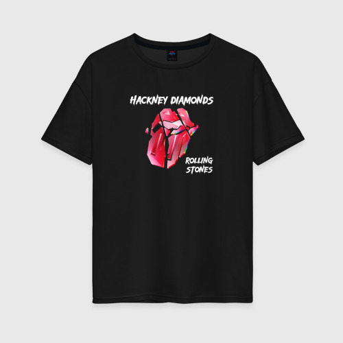 Женская футболка хлопок Oversize The Rolling Stones - Diamonds tongue, цвет черный
