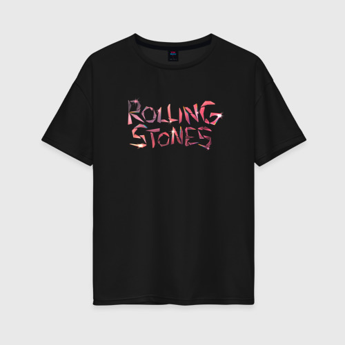 Женская футболка хлопок Oversize The Rolling Stones - logo, цвет черный
