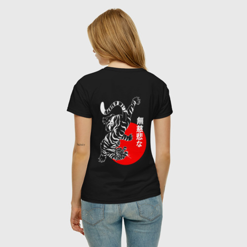 Женская футболка хлопок Японский Тигр, цвет черный - фото 4