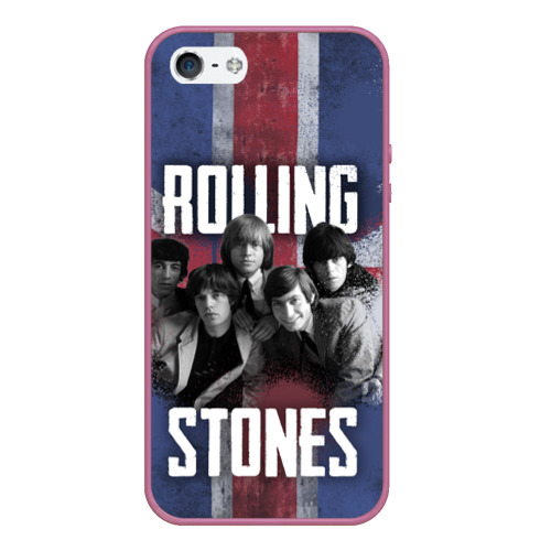 Чехол для iPhone 5/5S матовый Rolling Stones - Great britain, цвет розовый