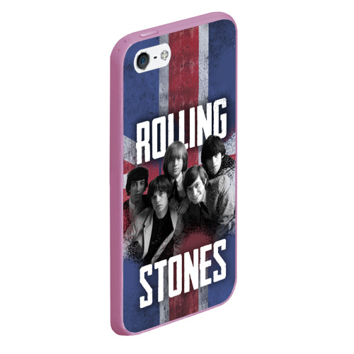 Чехол для iPhone 5/5S матовый Rolling Stones - Great britain, цвет розовый - фото 3