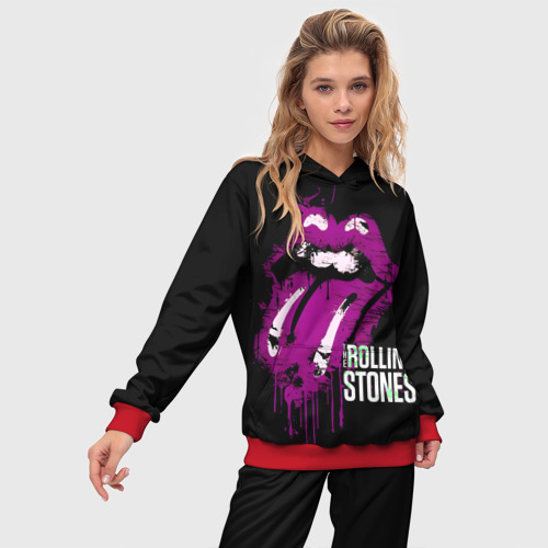 Женский костюм с толстовкой 3D The Rolling Stones - lips, цвет красный - фото 3