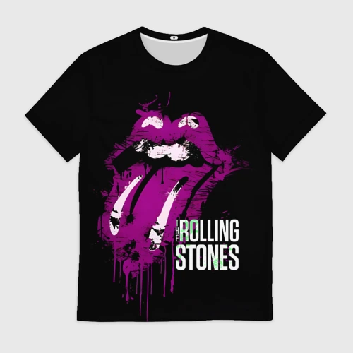 Мужская футболка 3D с принтом The Rolling Stones - lips, вид спереди #2