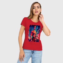 Женская футболка хлопок Slim Арнольд Шварценеггер в стиле аниме - фото 2