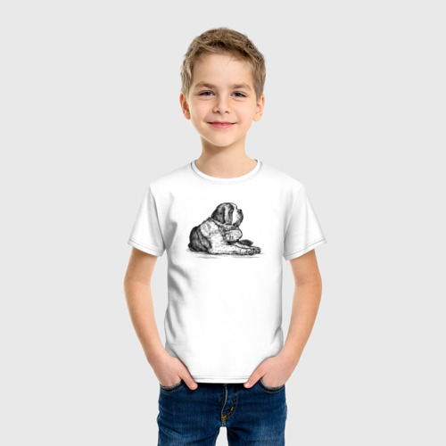 Детская футболка хлопок Аляскинский маламут, цвет белый - фото 3