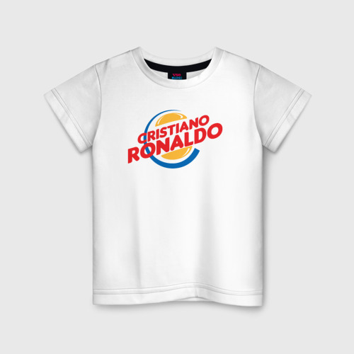 Детская футболка хлопок Ronaldo burger, цвет белый
